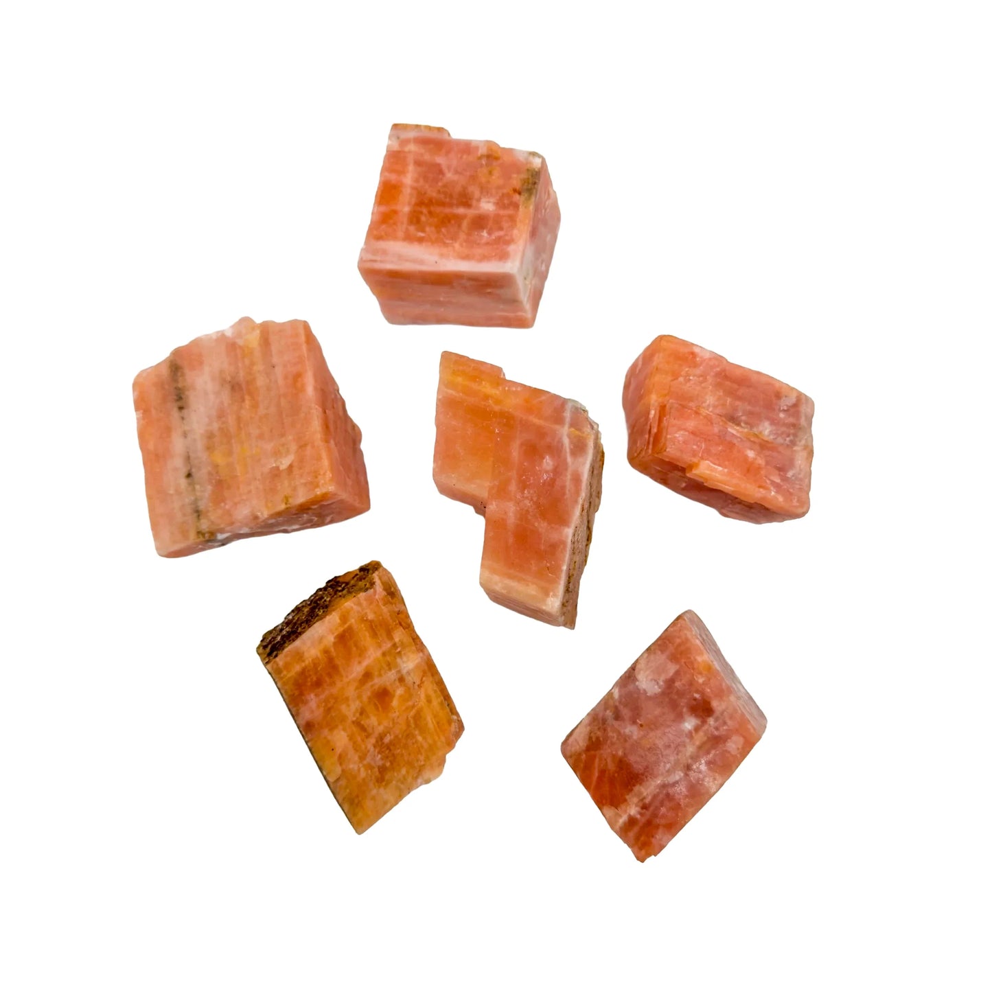Full profile of Grade AA Orange Calcite raw ready to ship from Beyond Bohemian