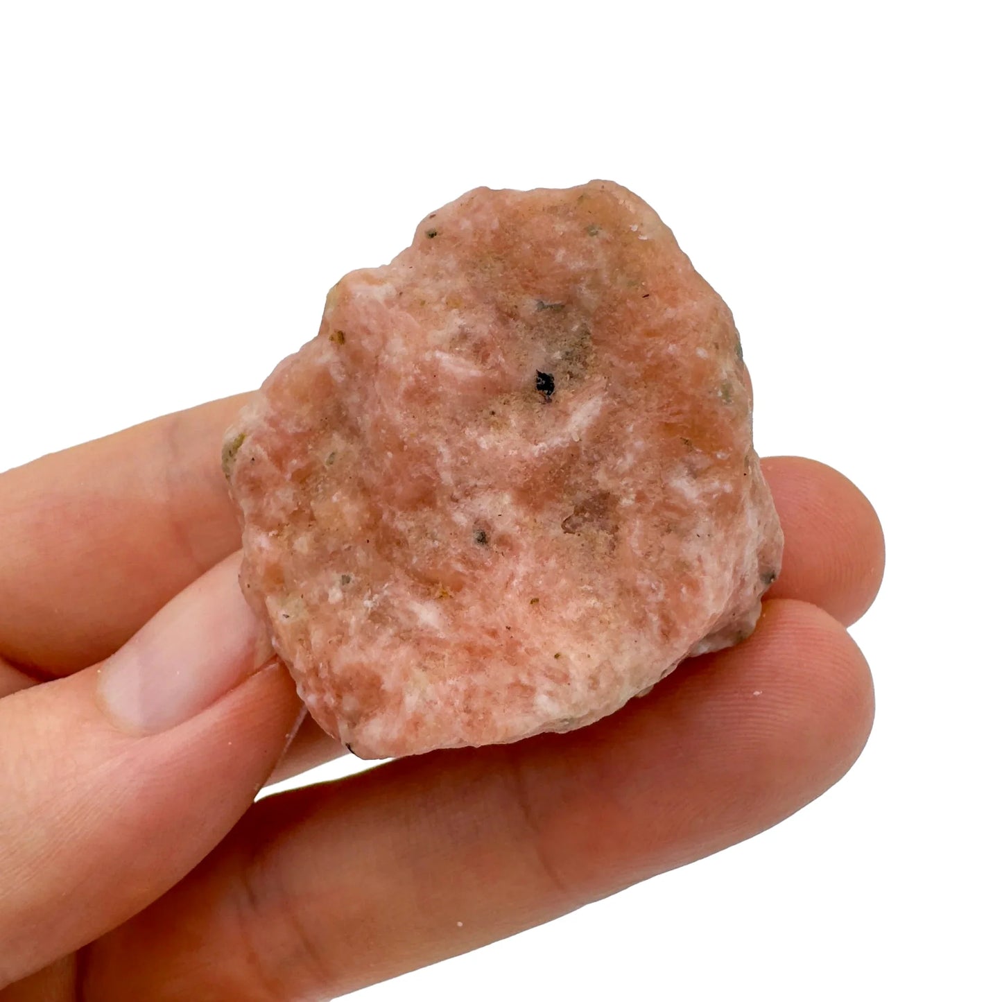 Back view of Grade A Orange Calcite raw showing natural surface