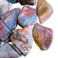 Overhead view of Petrified Wood tumbled stone, showing soft luster, from Boeny, Madagascar.