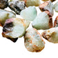 Edge view of Prehnite raw stone, turned to for Healing and Meditation.