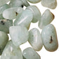 Opposite side of Prehnite tumbled stone, from Erongo, Namibia, showing natural sheen.