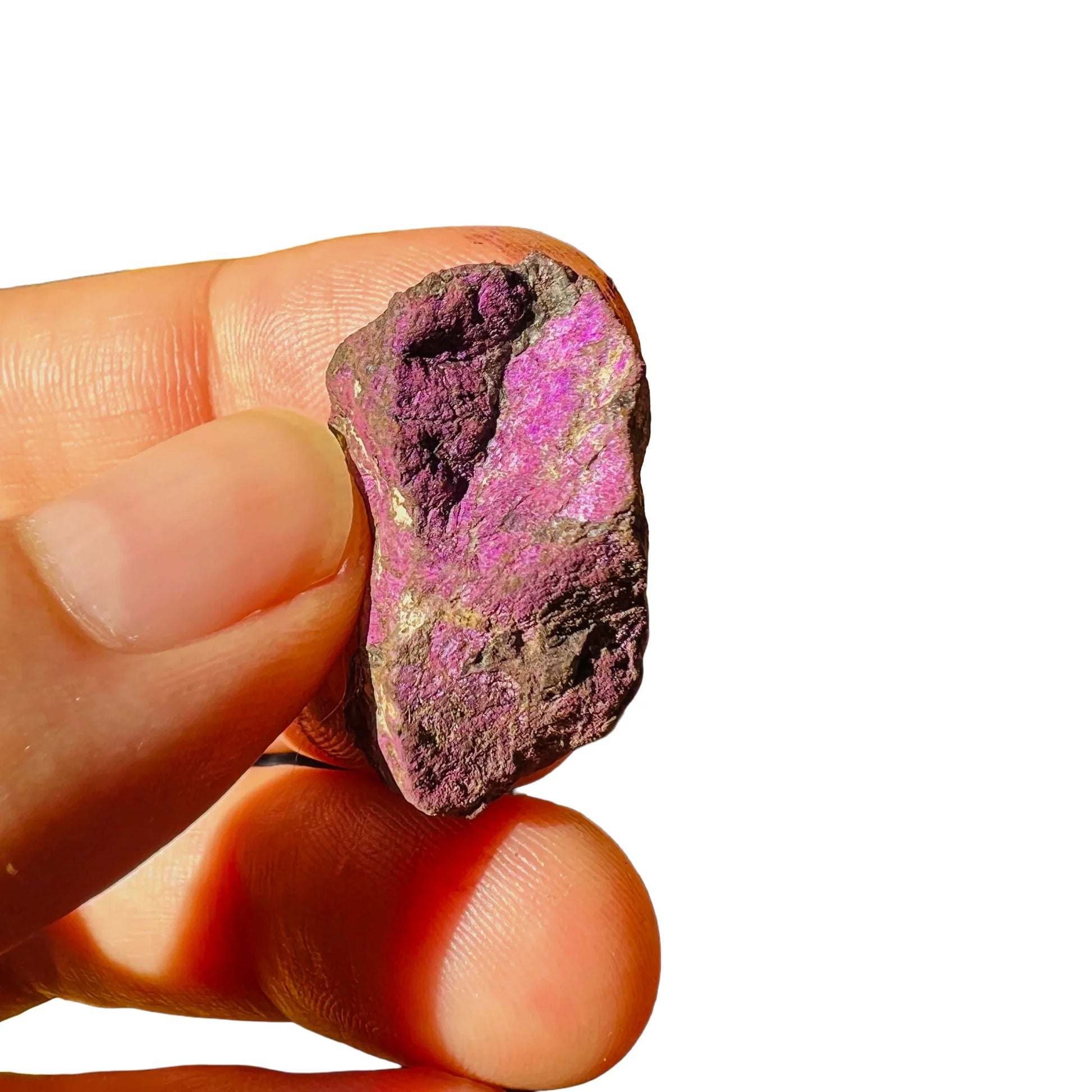 Back view of Grade A Purpurite raw showing natural surface