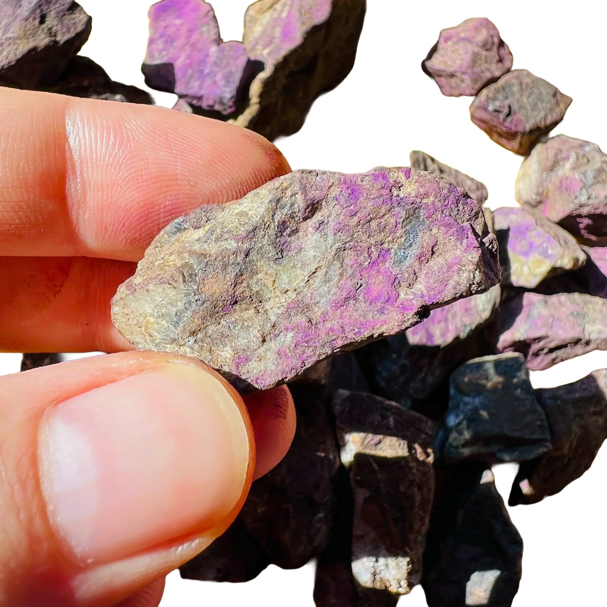 Full profile of Grade A Purpurite raw ready to ship from Beyond Bohemian