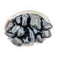 Up-close view of Rainbow Obsidian tumbled stone.