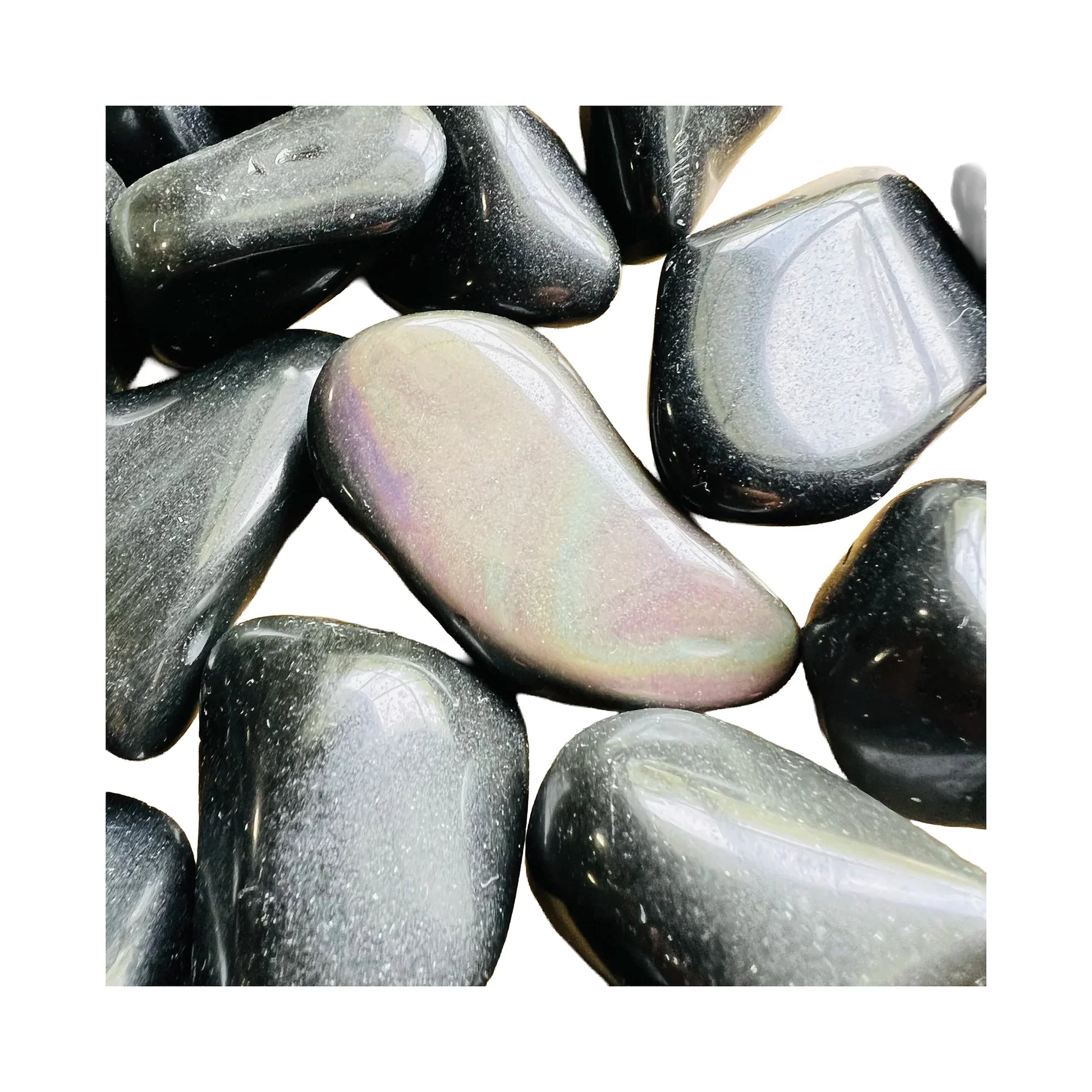 Rainbow Obsidian Crystals to support Emotional Healing, Love & Protection — black polished, AA grade Mexico-sourced
