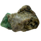 Emerald Raw Stones, A Grade, Brazil: one raw piece on a white background, gray and tan host rock with green emerald at one end