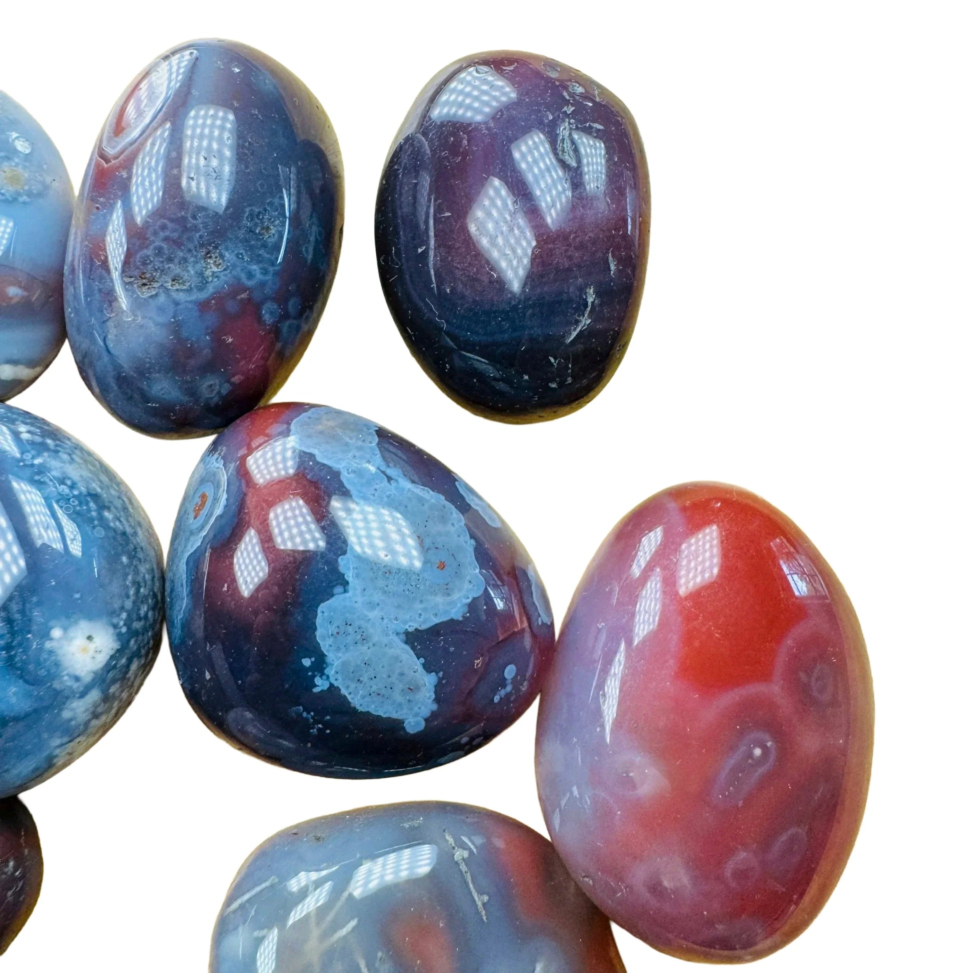 Full profile of Grade AA Red Agate tumbled stone ready to ship from Beyond Bohemian