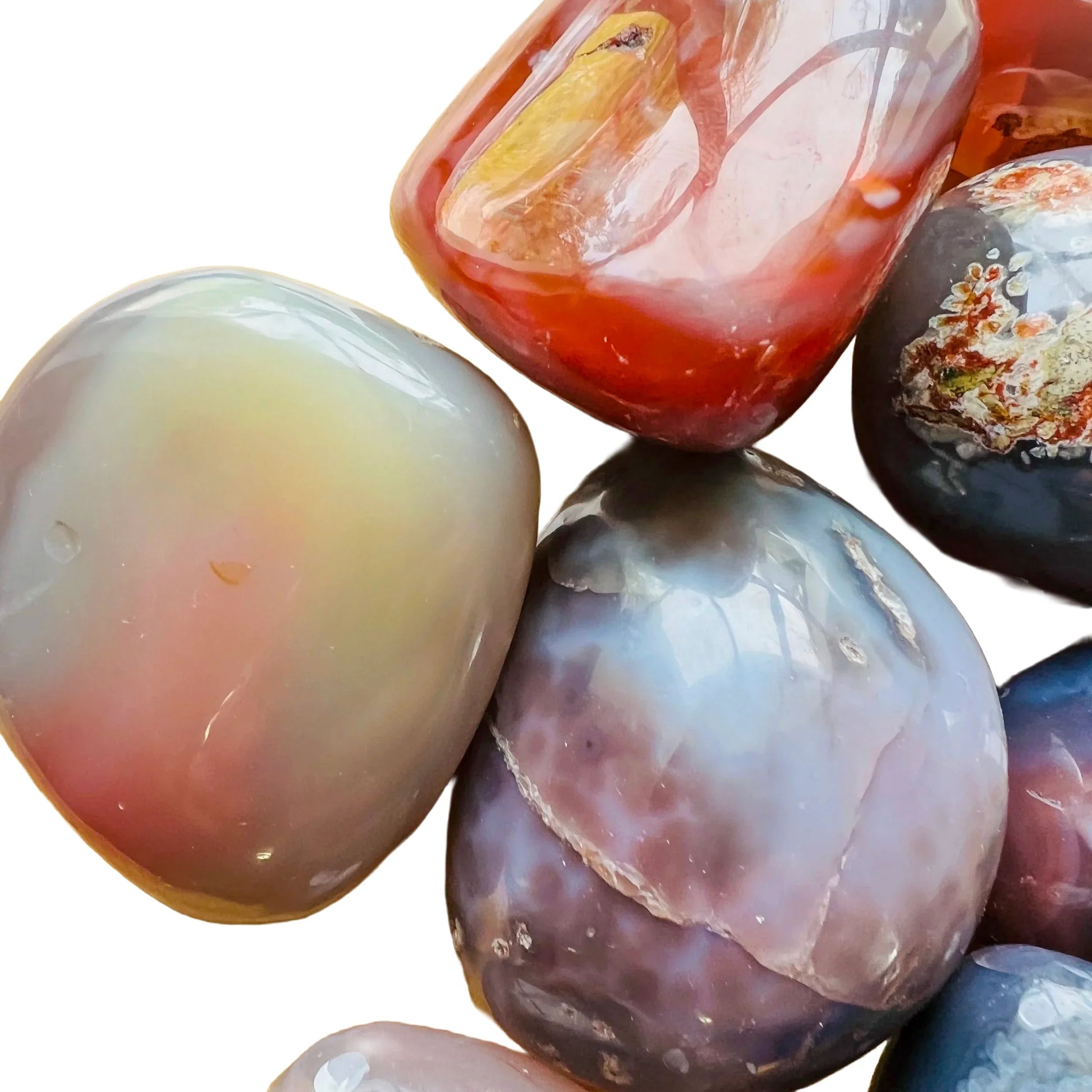 Top angle of Red Agate palm stone, Zimbabwe-sourced.