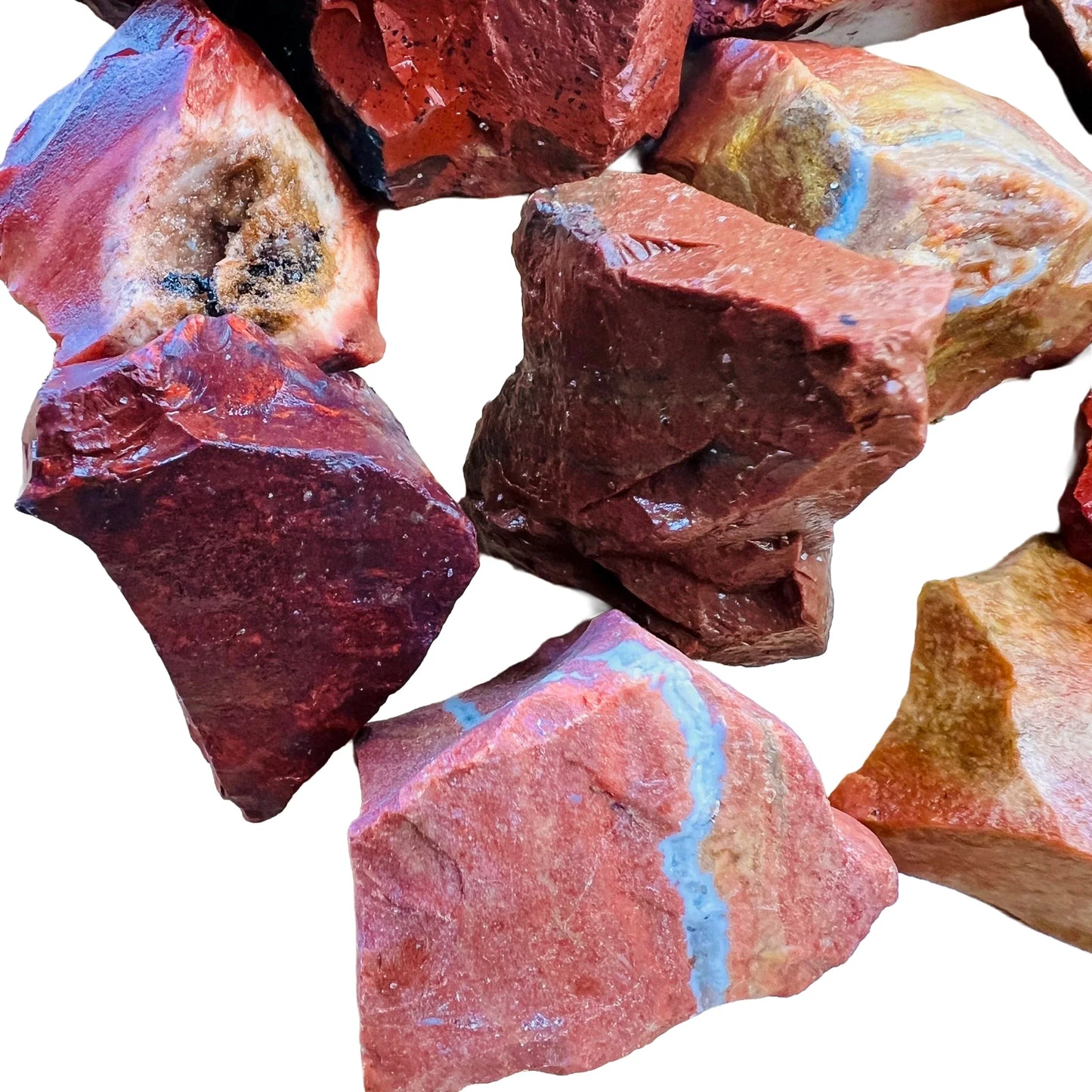 Full profile of Grade AA Red Jasper raw ready to ship from Beyond Bohemian