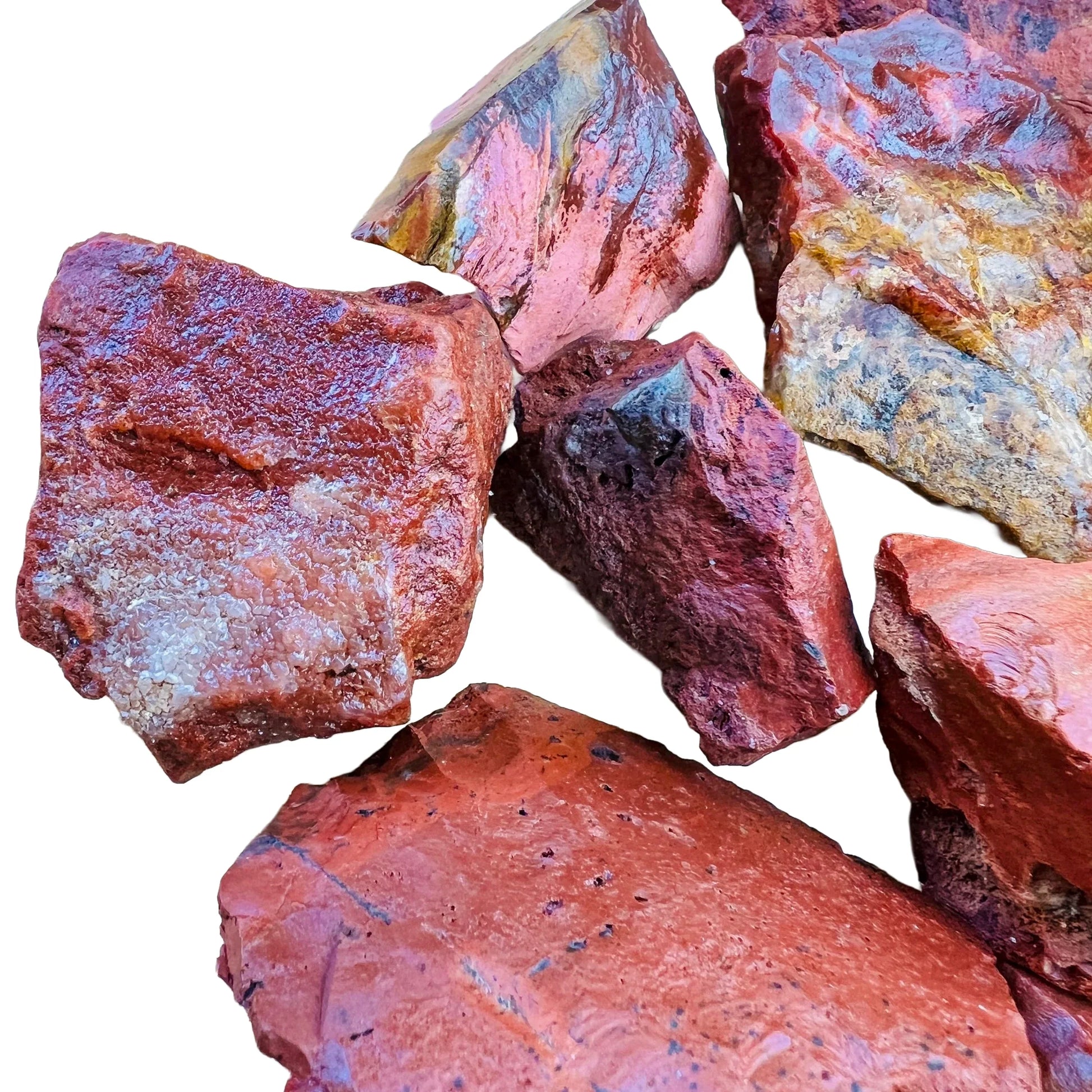 Full profile of Grade AA Red Jasper raw ready to ship from Beyond Bohemian