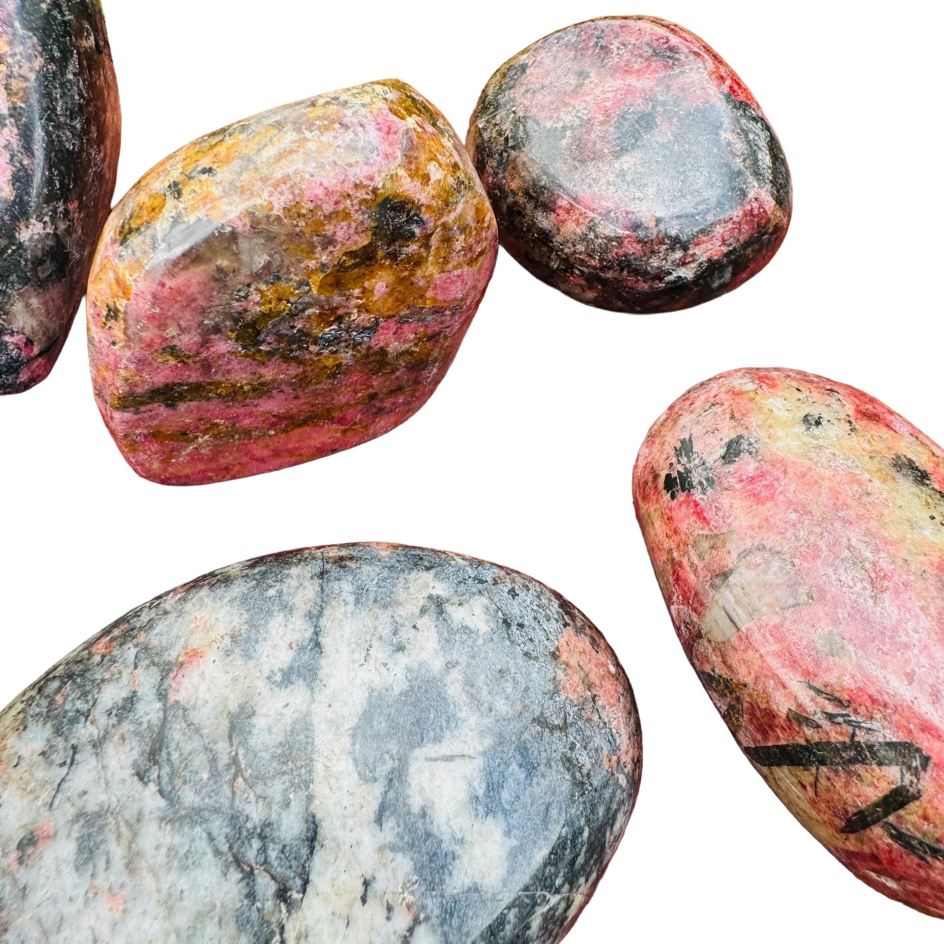 Full profile of Grade AA Rhodonite freeform ready to ship from Beyond Bohemian