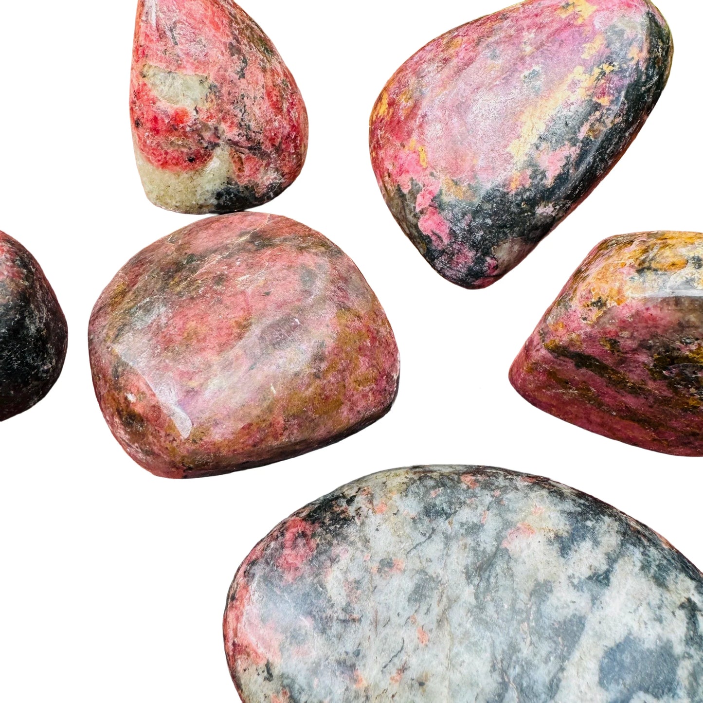 Full profile of Grade AA Rhodonite freeform ready to ship from Beyond Bohemian
