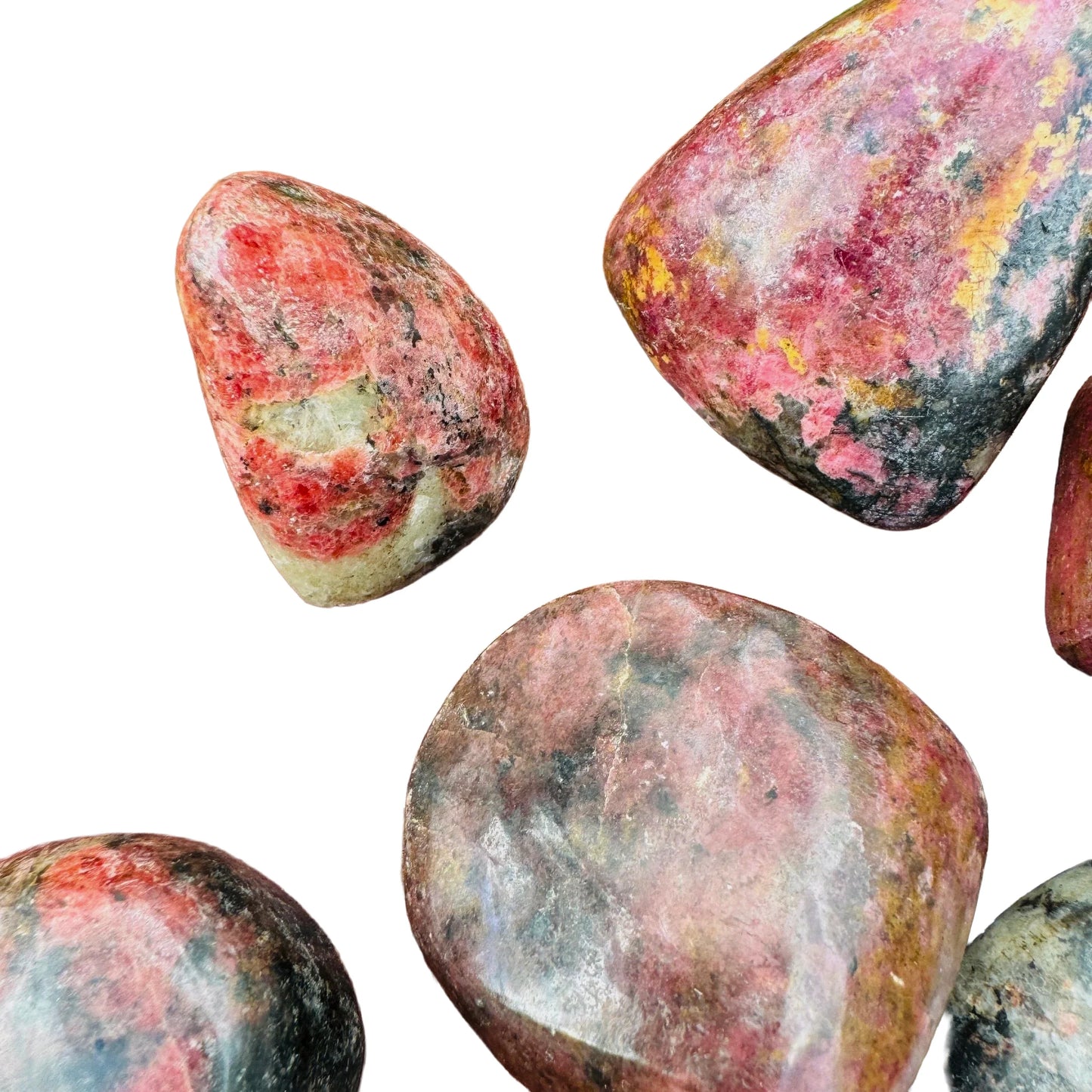 Full profile of Grade AA Rhodonite freeform ready to ship from Beyond Bohemian