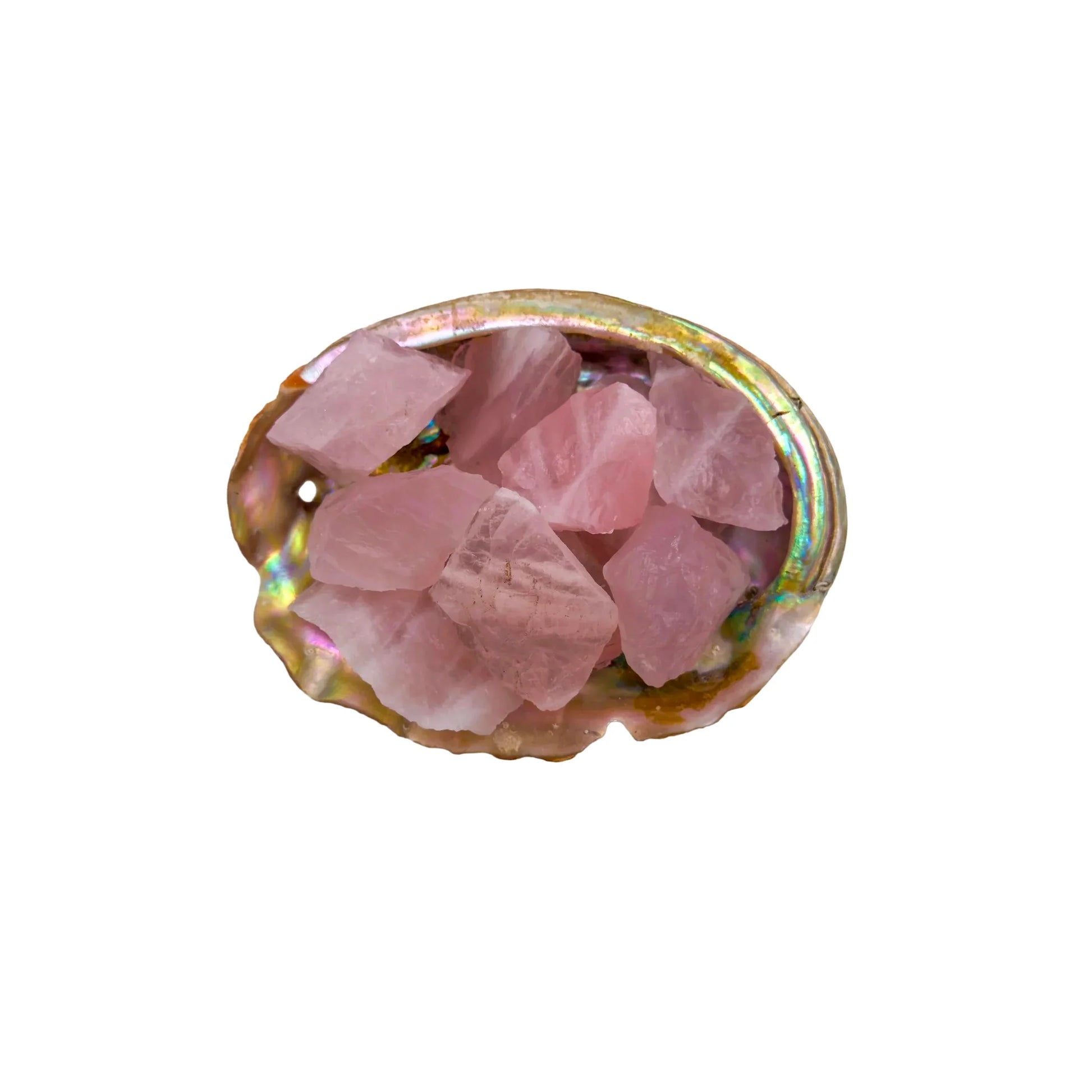 Texture-level view of Grade AA pink Rose Quartz raw stone, often worked with for Love.