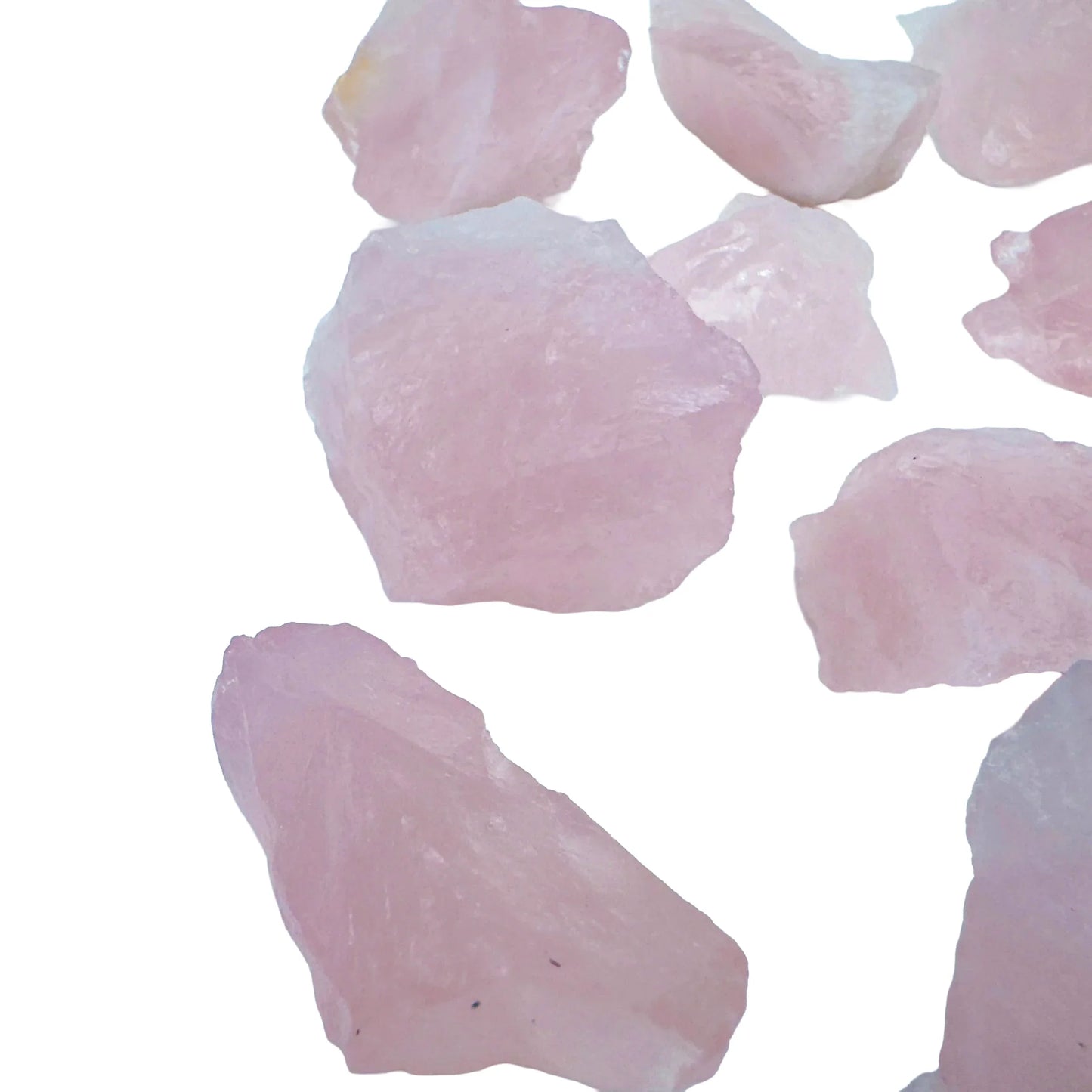 Alternate angle of Grade AA Rose Quartz raw stone, from Minas Gerais, Brazil, drawn on for Love.