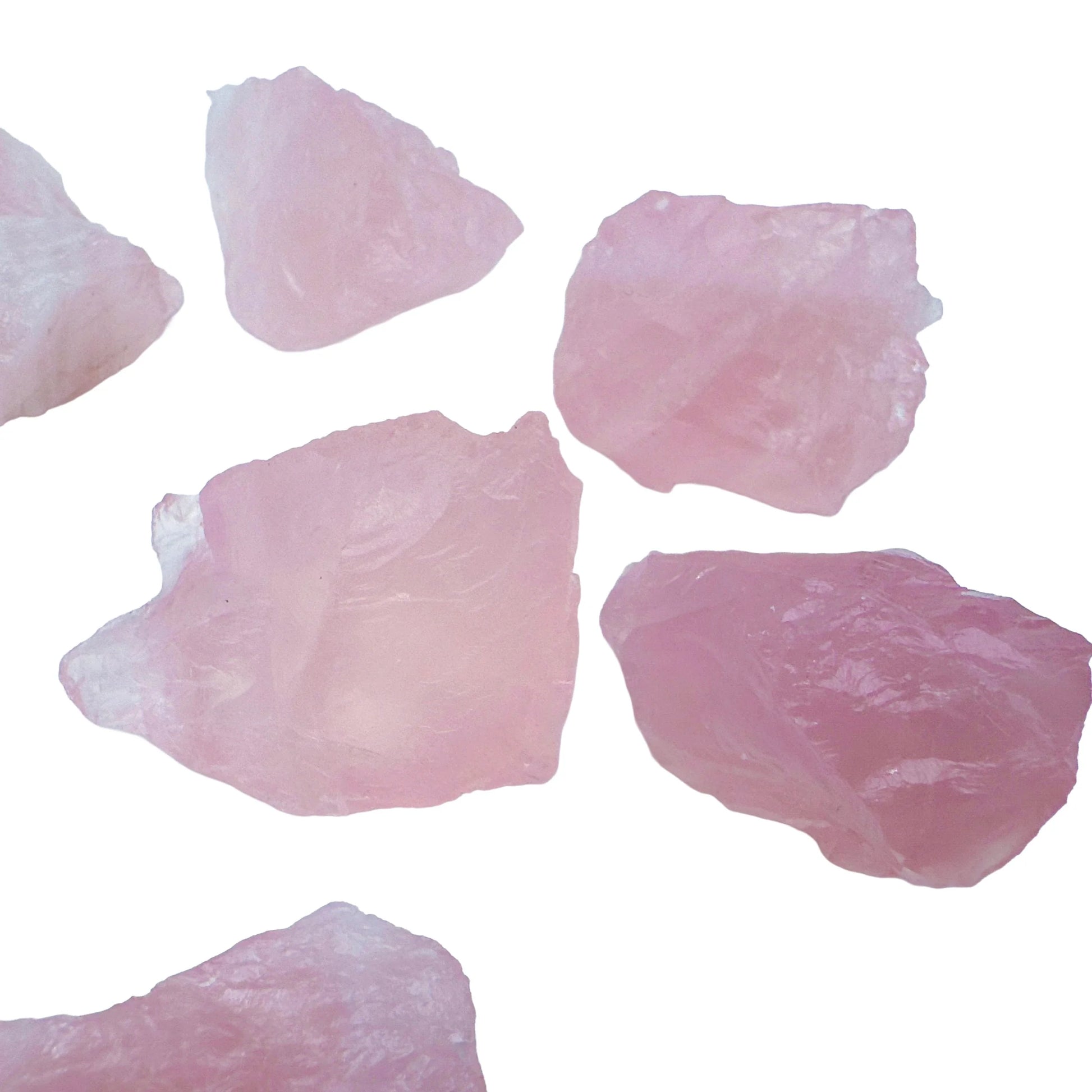 Back view of Grade AA Rose Quartz raw showing natural surface