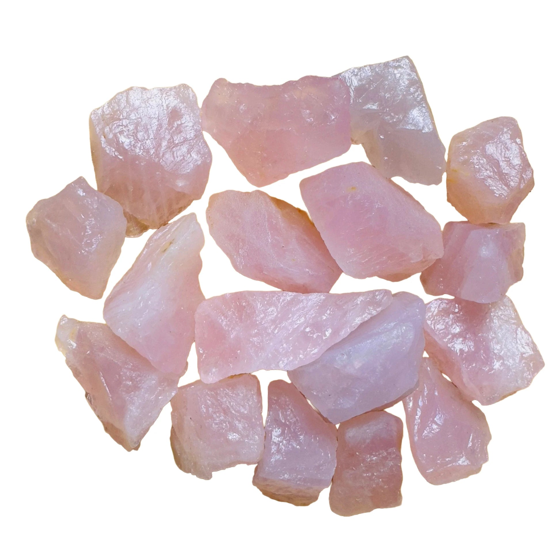 Full profile of Grade AA Rose Quartz raw ready to ship from Beyond Bohemian
