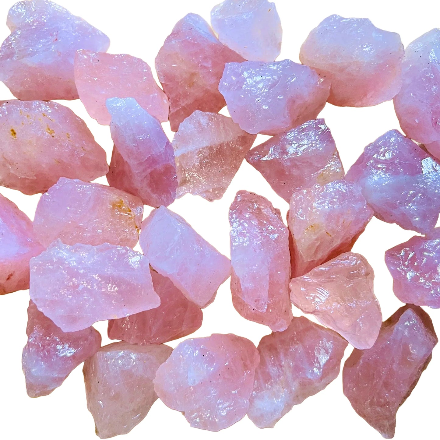 Full profile of Grade AA Rose Quartz raw ready to ship from Beyond Bohemian