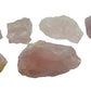 Detail of Rose Quartz raw stone, sourced from Madagascar, turned to for Love.