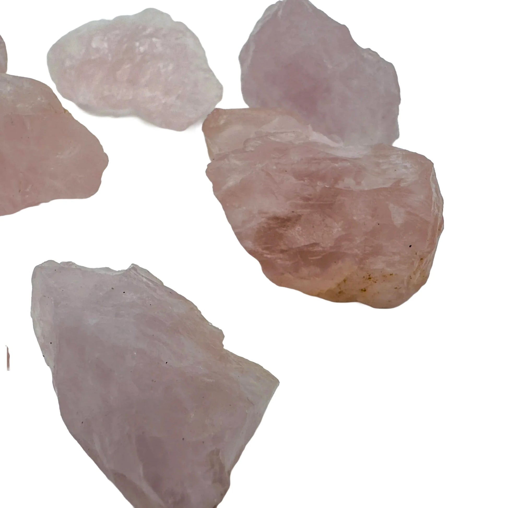 Reverse angle of Grade AA Rose Quartz raw stone, from Madagascar.