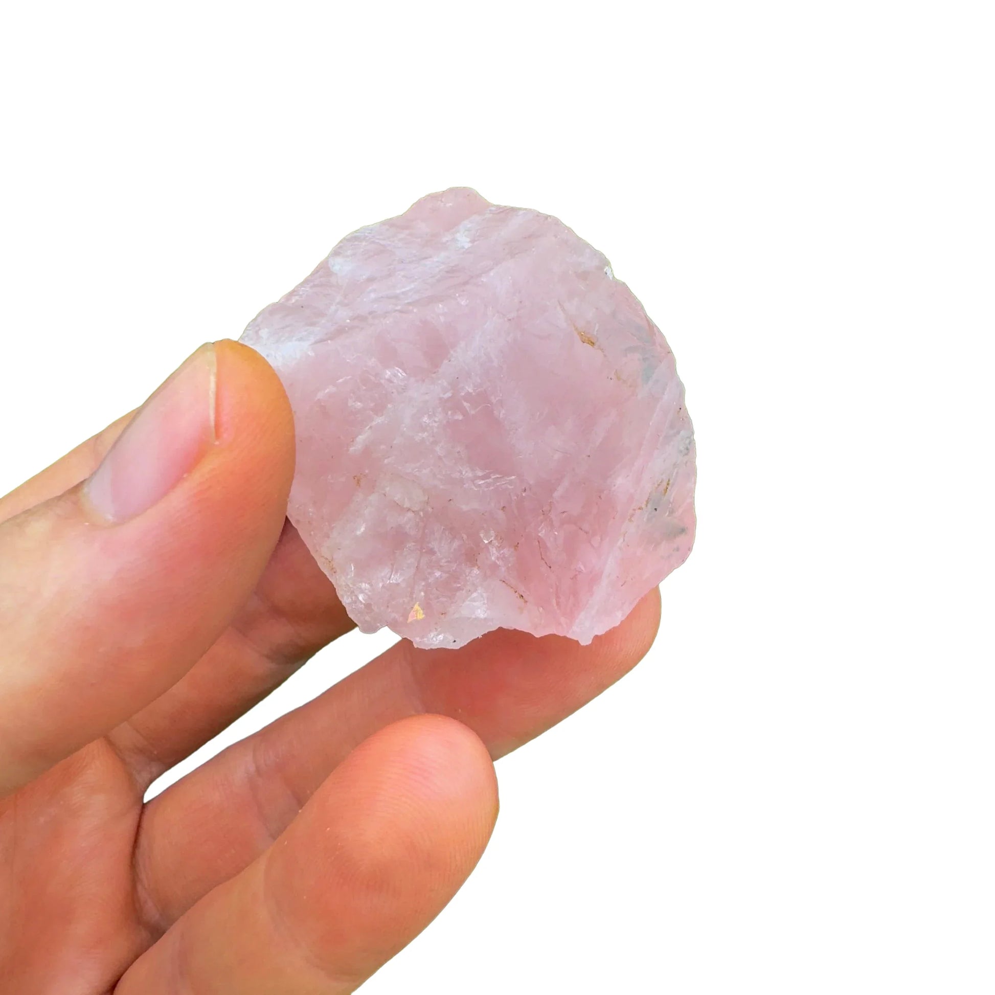 Full profile of Grade AA Rose Quartz raw ready to ship from Beyond Bohemian