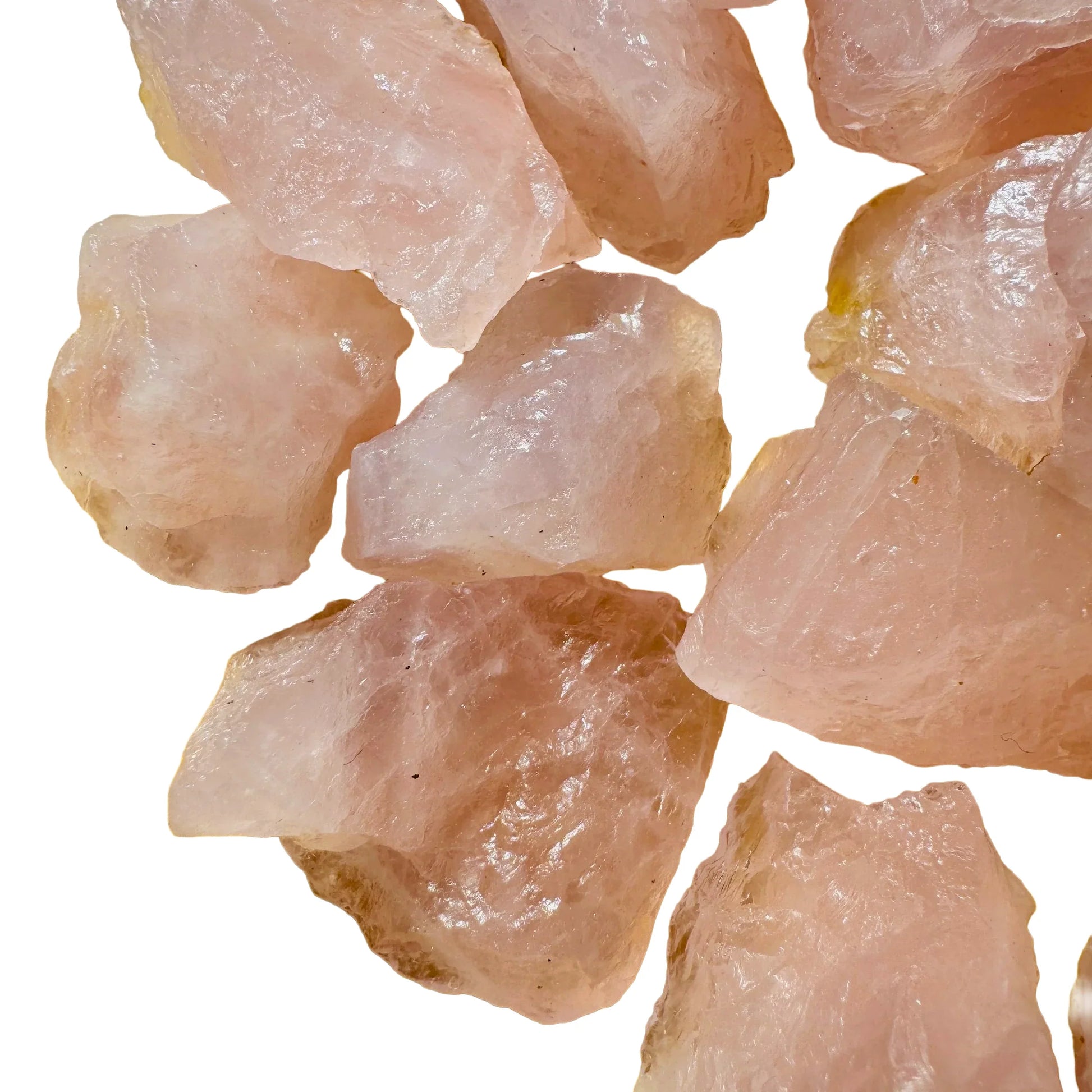 Bottom side of Grade AA Rose Quartz raw stone, traditionally used for Love, from Minas Gerais, Brazil.