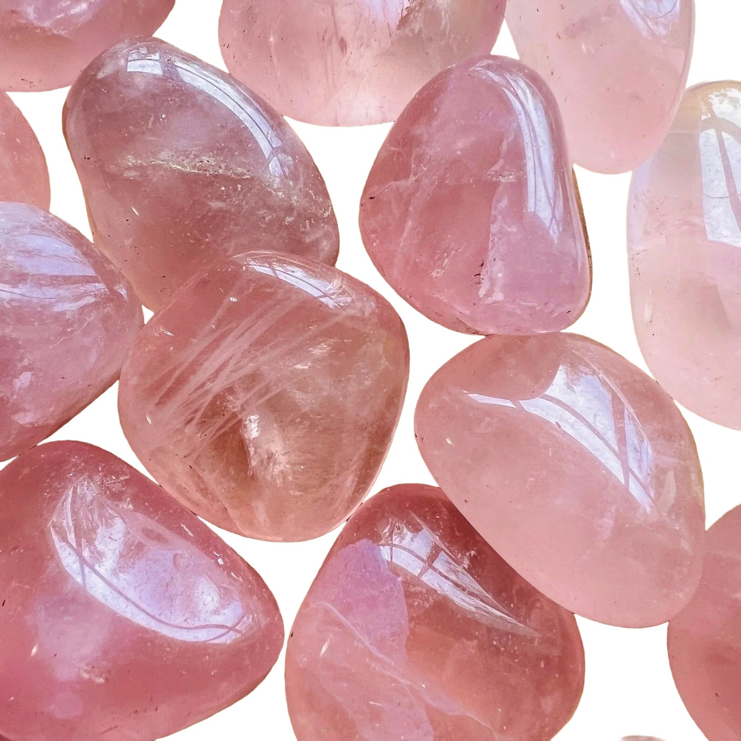 Alternate angle of Grade AAA pink Rose Quartz tumbled stone, to support Love.