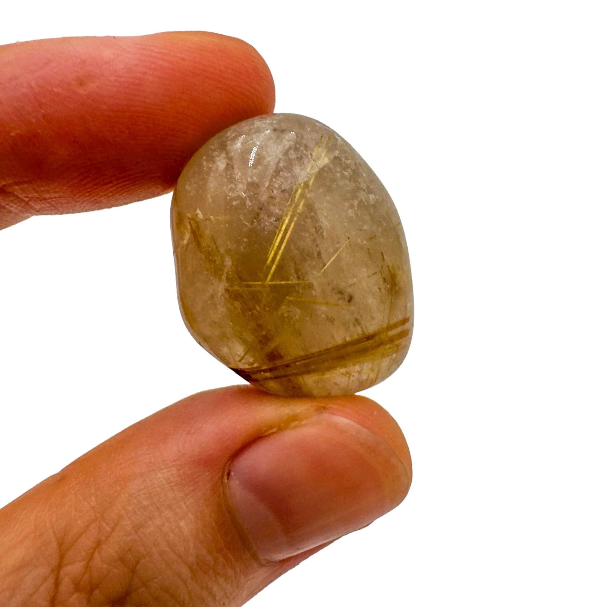 Bottom side of Quartz tumbled stone, often worked with for Cleansing and Meditation.