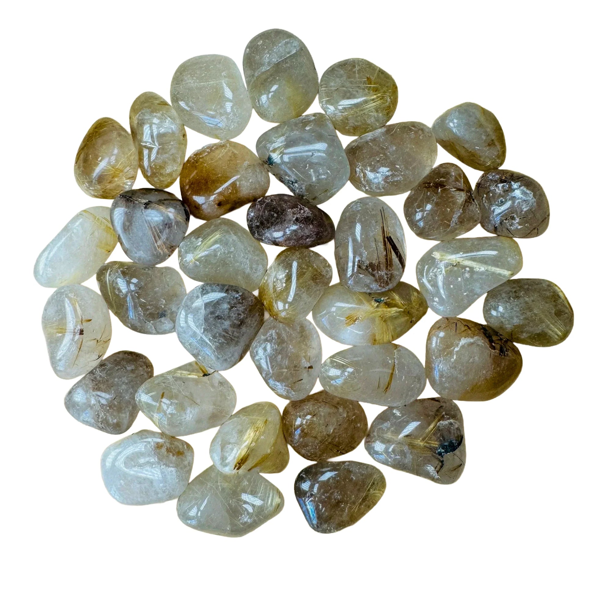 Full piece view of Quartz tumbled stone, from Minas Gerais, Brazil, linked to Meditation, with natural details visible.