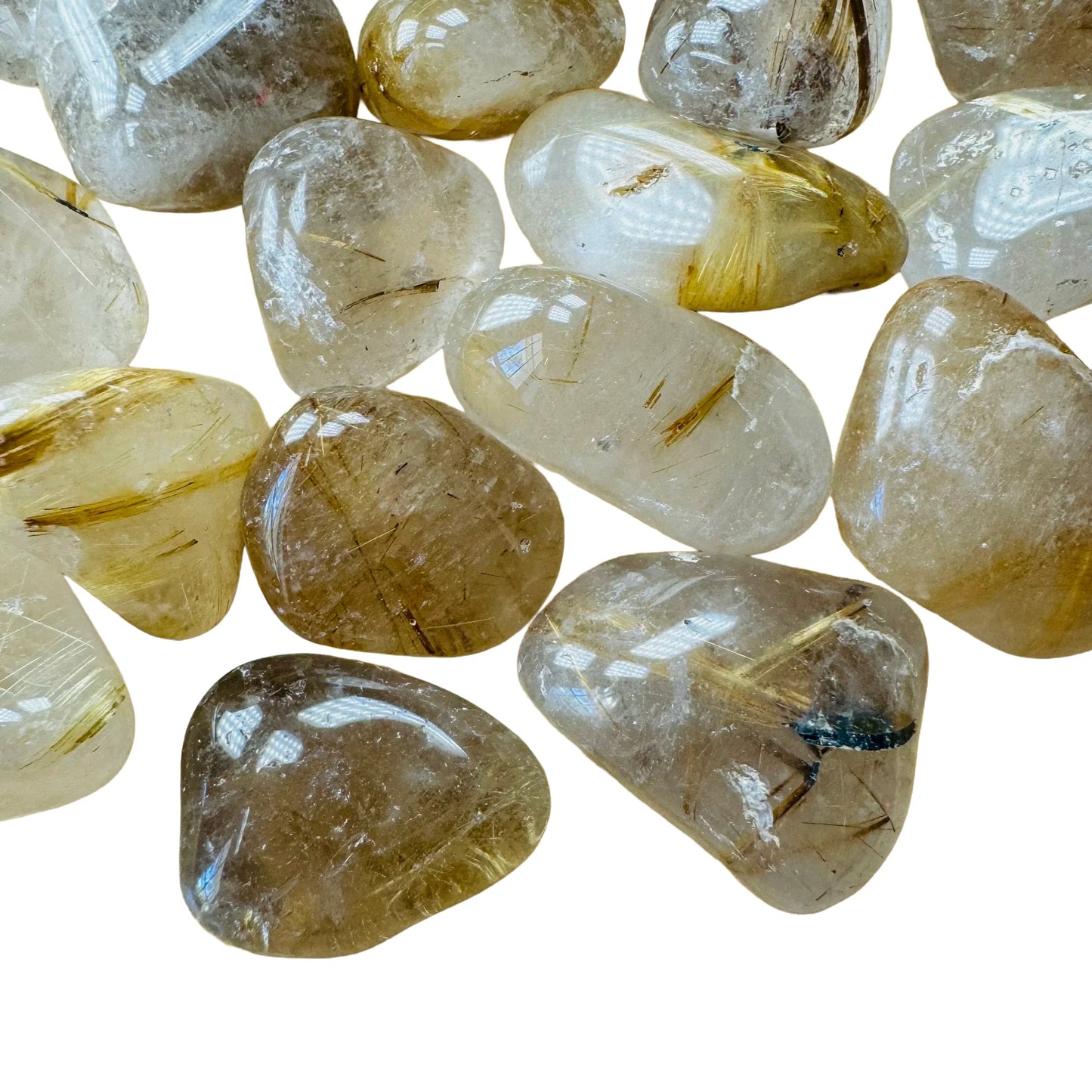 Back view of Grade AA Quartz tumbled stone showing natural surface
