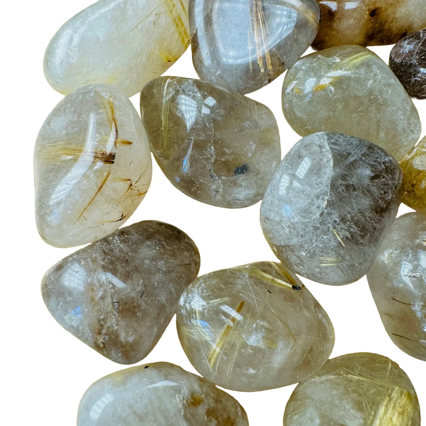 Detail shot of Grade AA Quartz tumbled stone under natural light