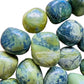 Top-side view of Serpentine tumbled stone, hand-selected from Junín, Peru.