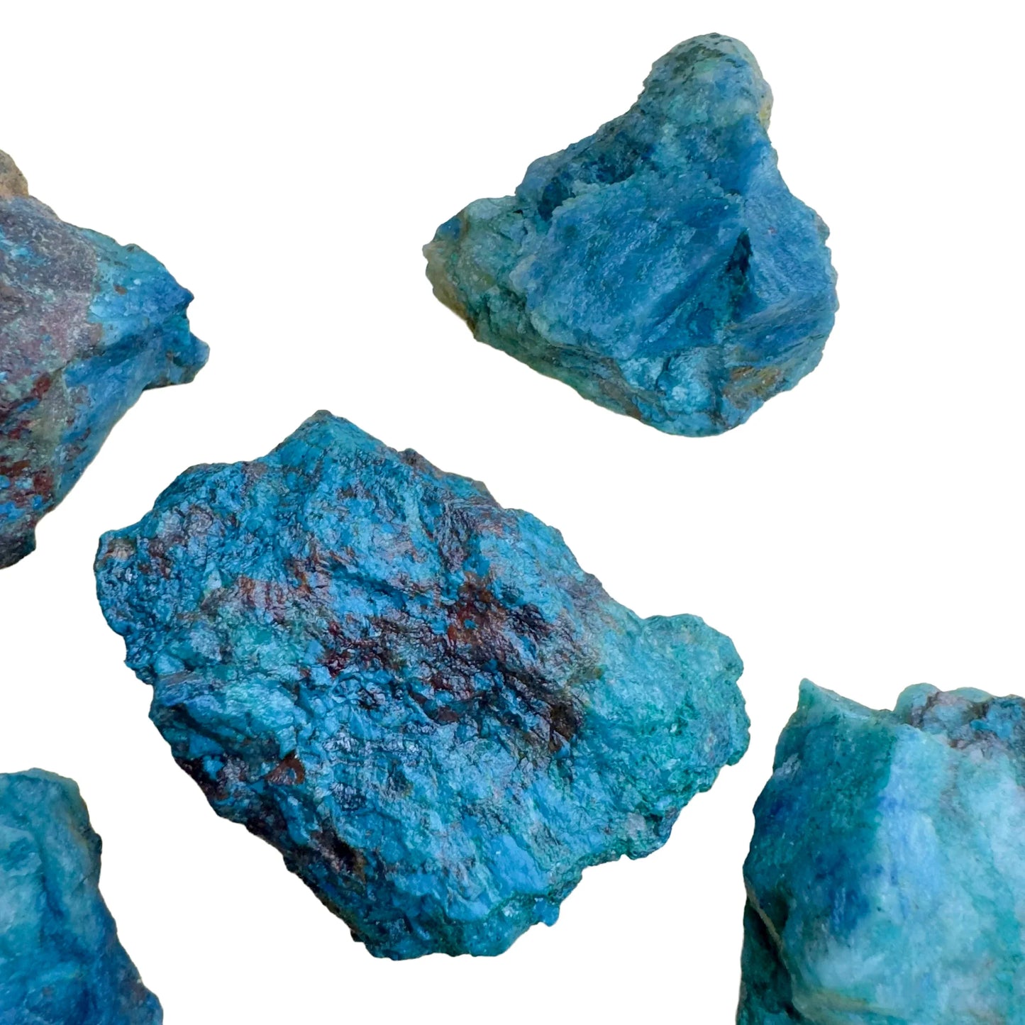 Reverse angle of Chrysocolla raw stone, from Namibia, traditionally used for Emotional Healing and Stress Relief.
