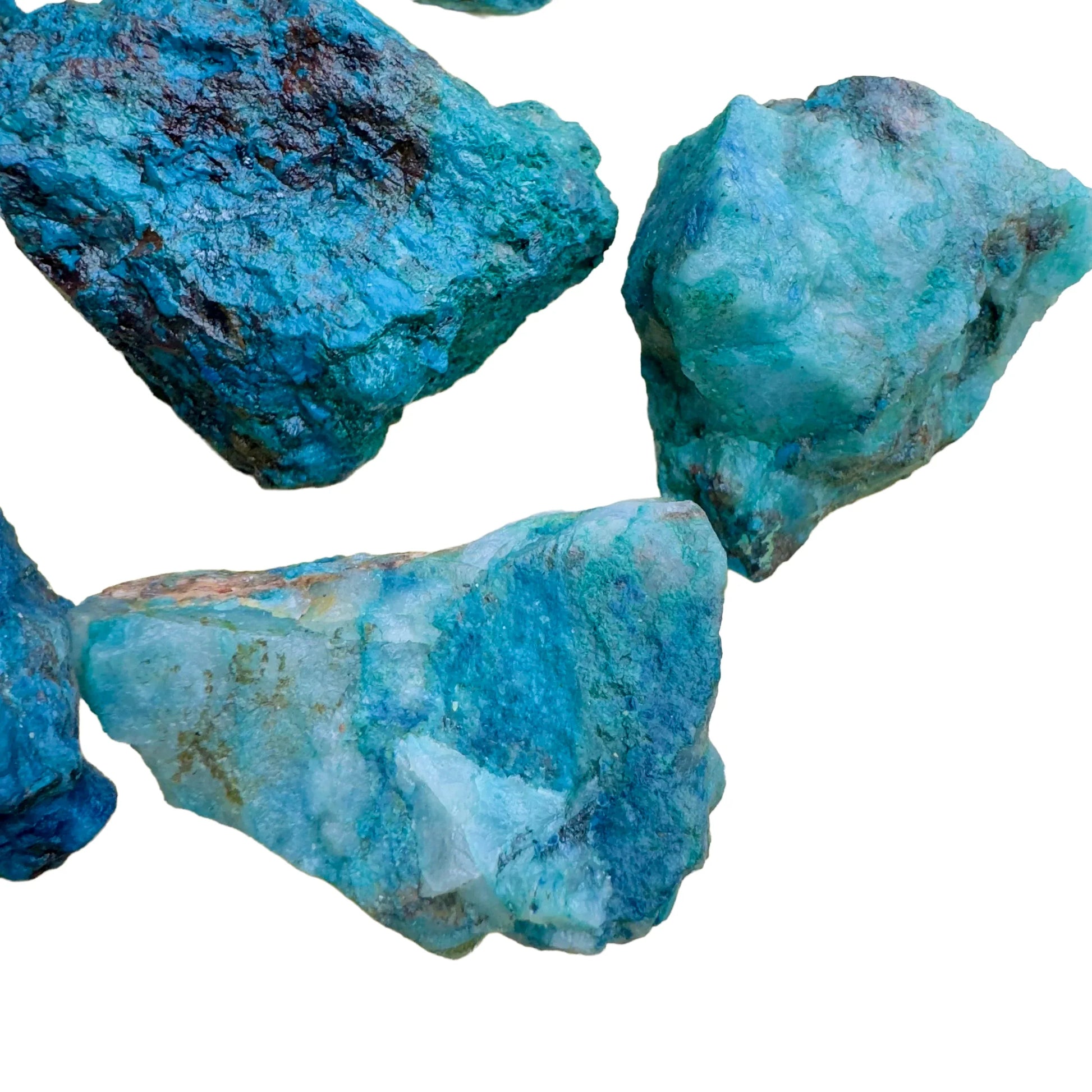 Full profile of Grade A Chrysocolla raw ready to ship from Beyond Bohemian