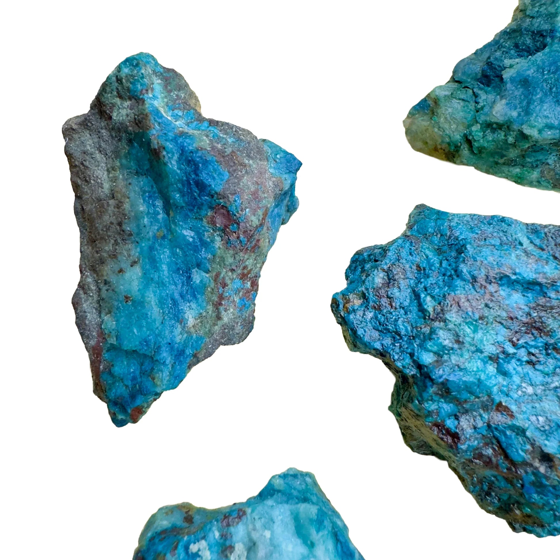 Full profile of Grade A Chrysocolla raw ready to ship from Beyond Bohemian