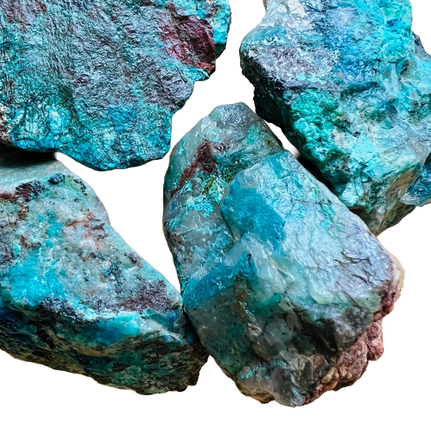 Full profile of Grade A Chrysocolla raw ready to ship from Beyond Bohemian