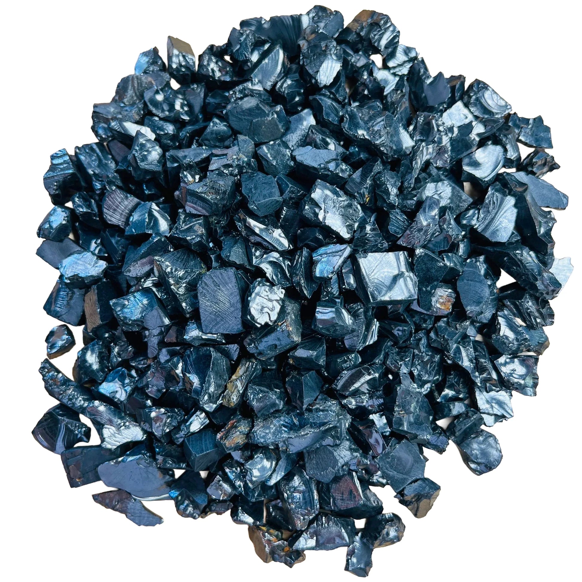 Texture-level view of black Shungite raw stone, showing open form.