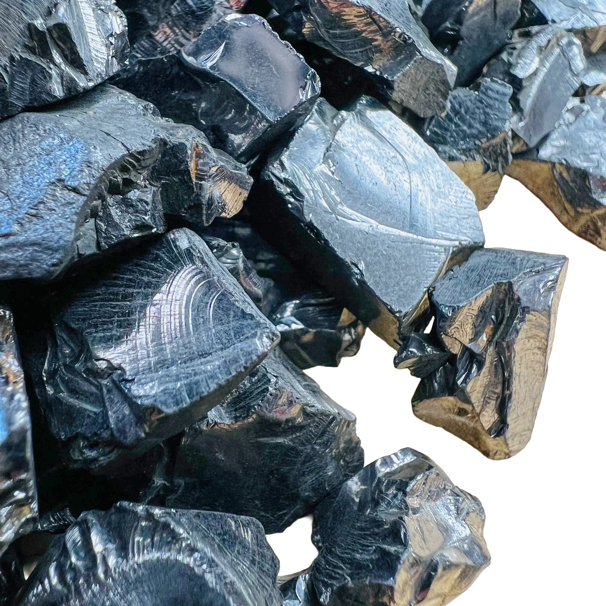 Held in hand, a single Shungite raw stone Russia-sourced.