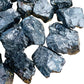 Aerial view of Shungite raw stone, hand-selected from Republic of Karélia, Russia, showing honest grain.