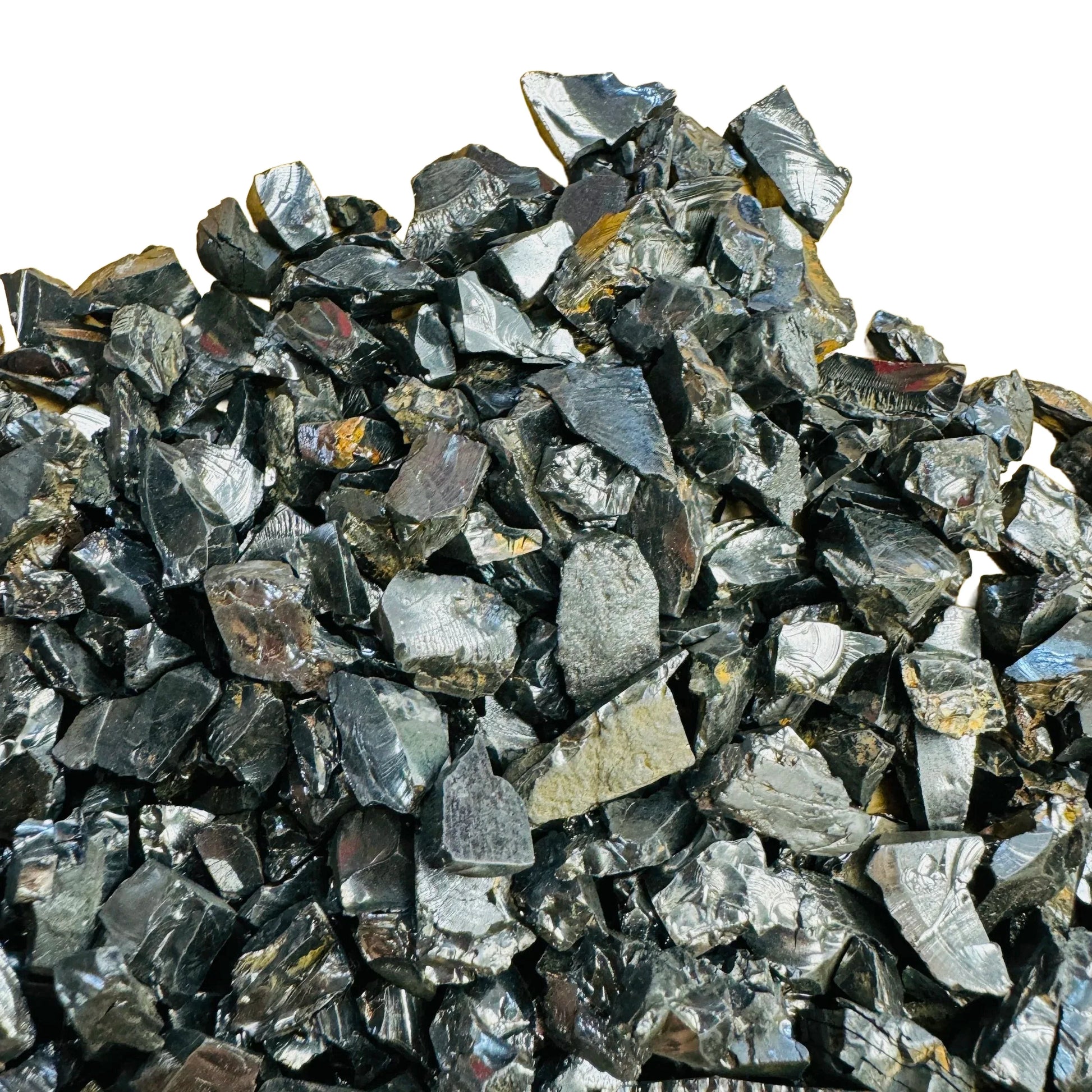 Overhead view of Shungite raw stone, traditionally used for Protection.
