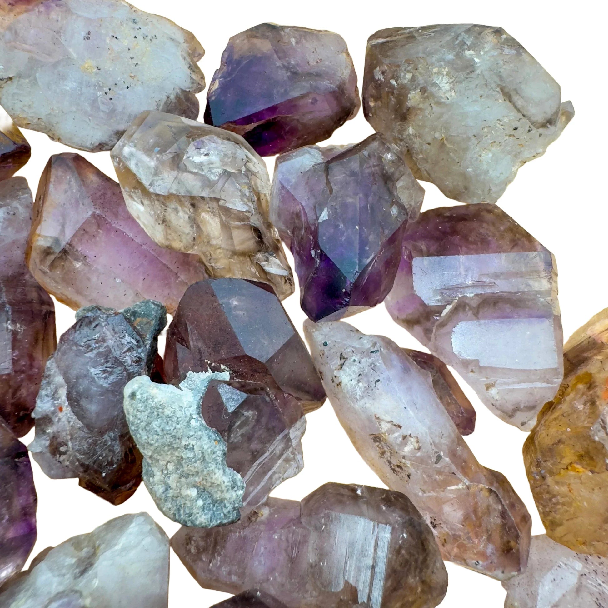 Underside detail of brown Smoky Amethyst raw point, from Zimbabwe.