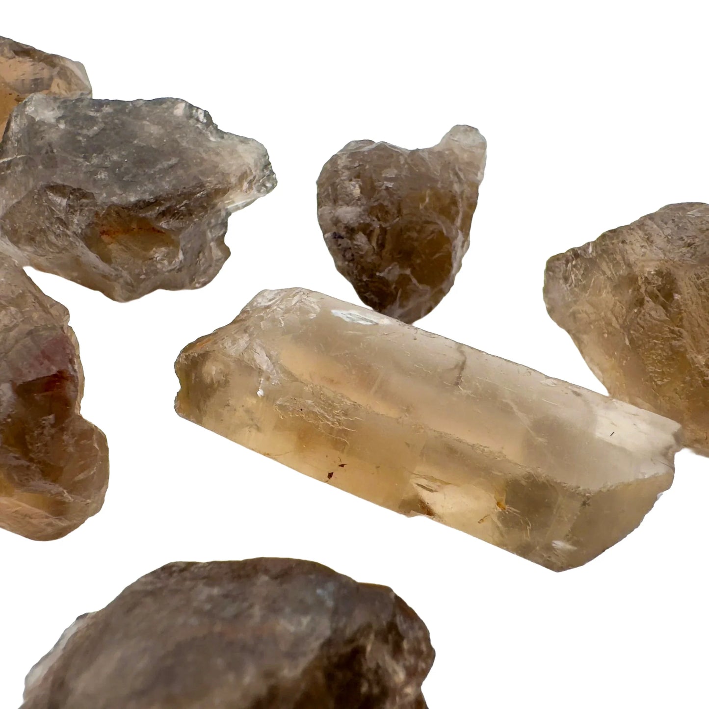 Reverse side of Smoky Quartz raw stone, often kept for Grounding, Brazil-sourced.