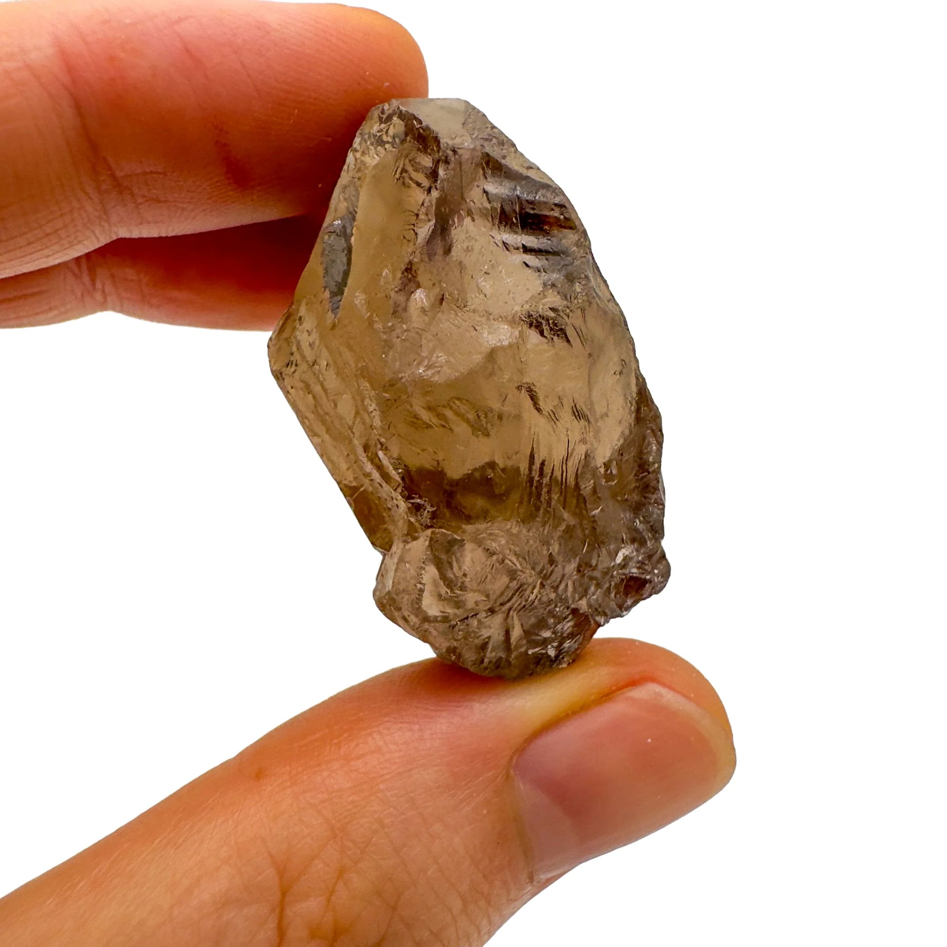 Full piece view of Smoky Quartz raw crystal, shown for size reference.