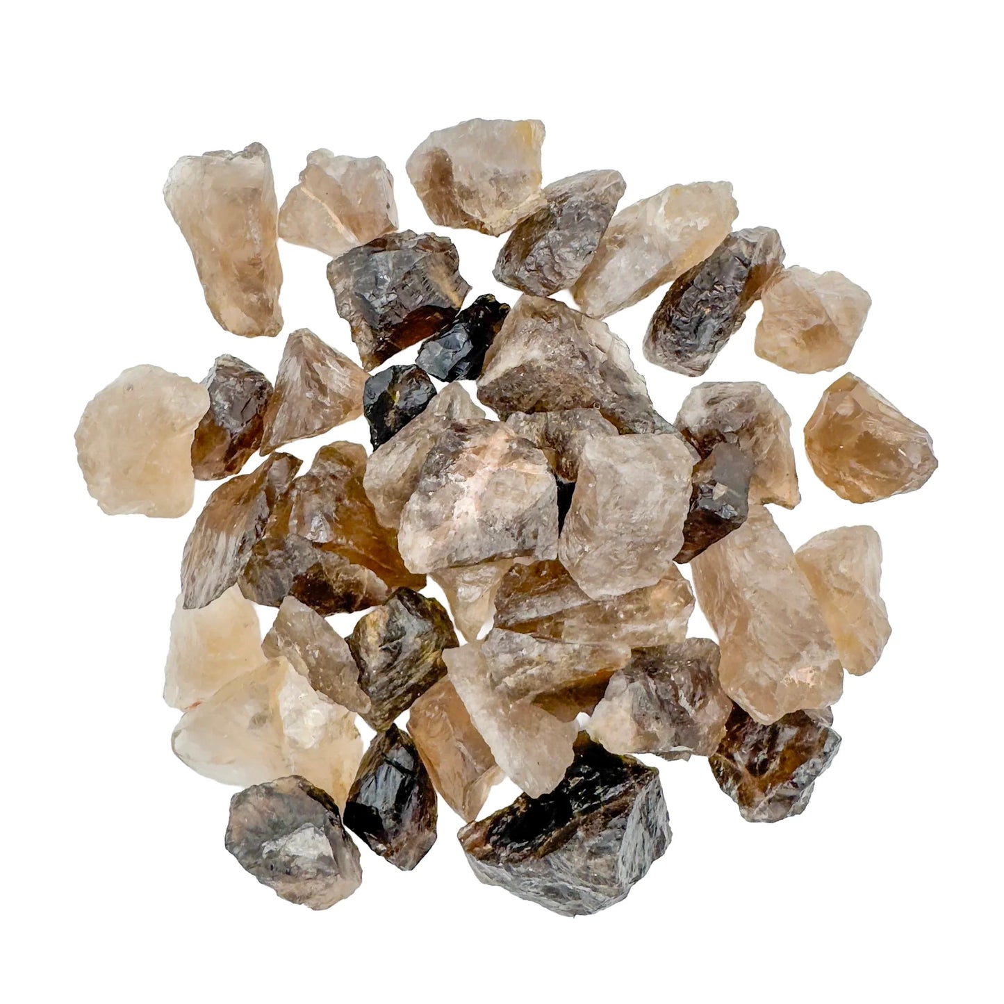Surface detail of Smoky Quartz raw stone, sourced from Alaotra-Mangoro, Madagascar.