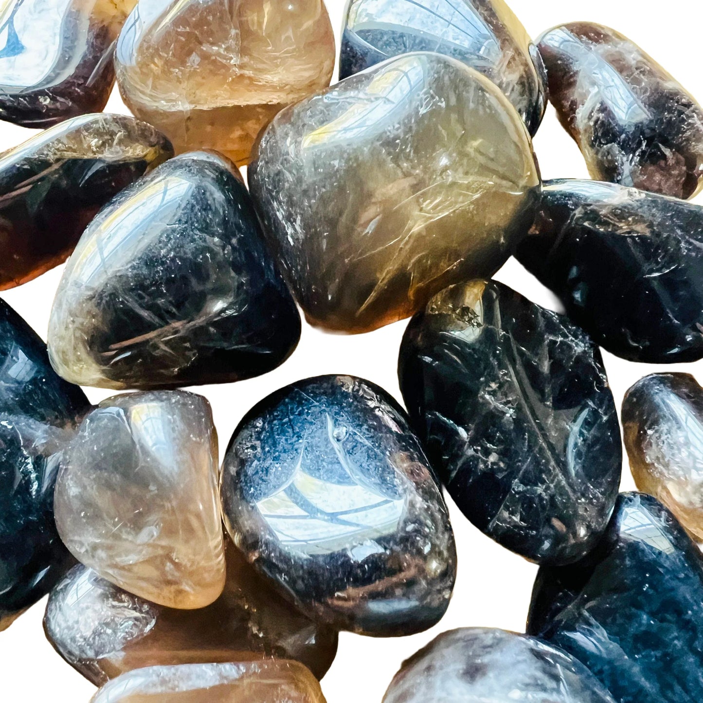 Alternate side of Smoky Quartz tumbled stone, hand-selected from Vakinankaratra, Madagascar, showing matte finish.