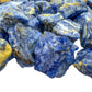 Side angle of Sodalite raw stone, sourced from Bahia, Brazil.