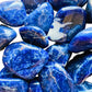 Magnified detail of Sodalite tumbled stone, traditionally used for Focus.