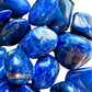 Profile shot of Sodalite tumbled stone, showing natural texture, drawn on for Focus.
