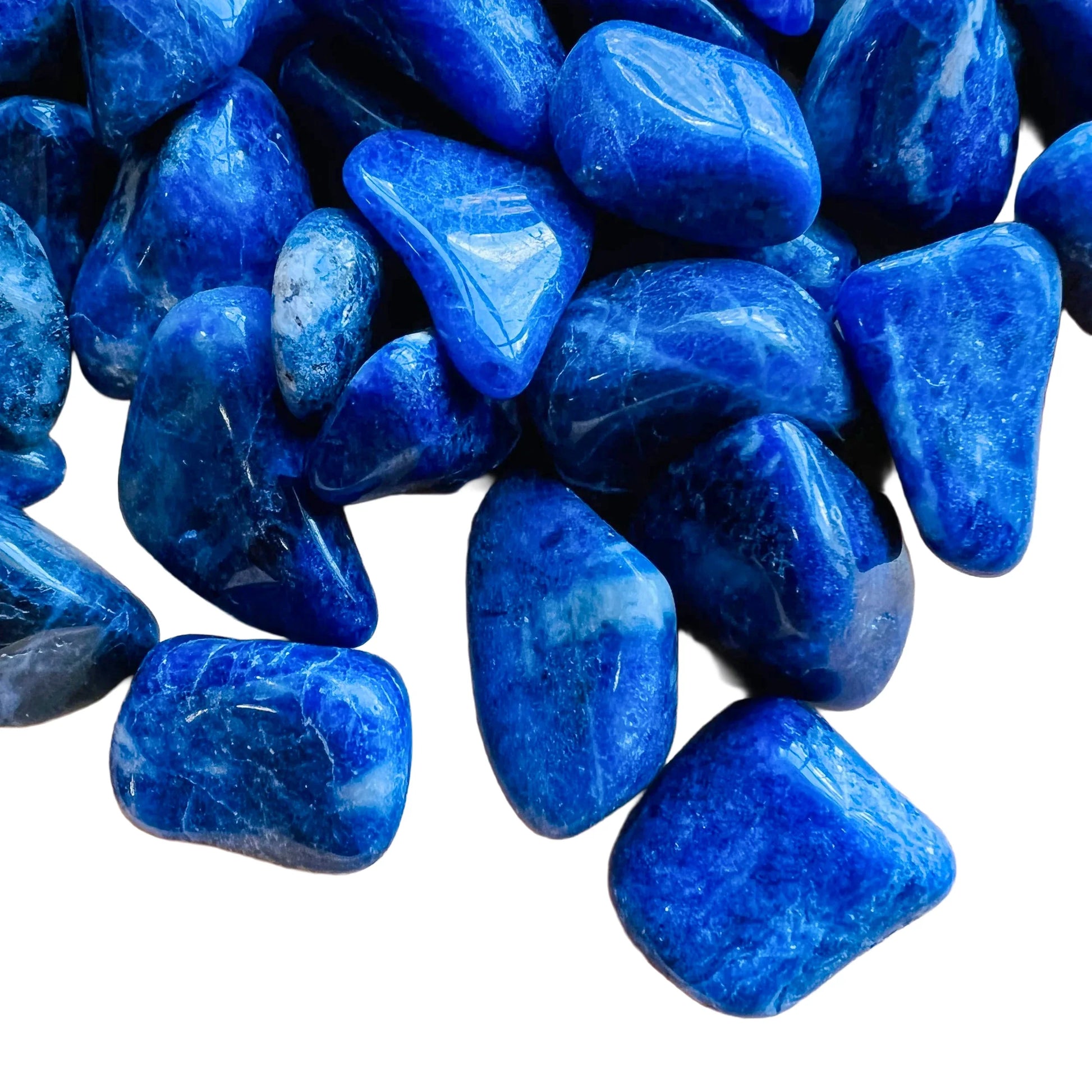 Grain detail of Sodalite tumbled stone, showing earthy tone.