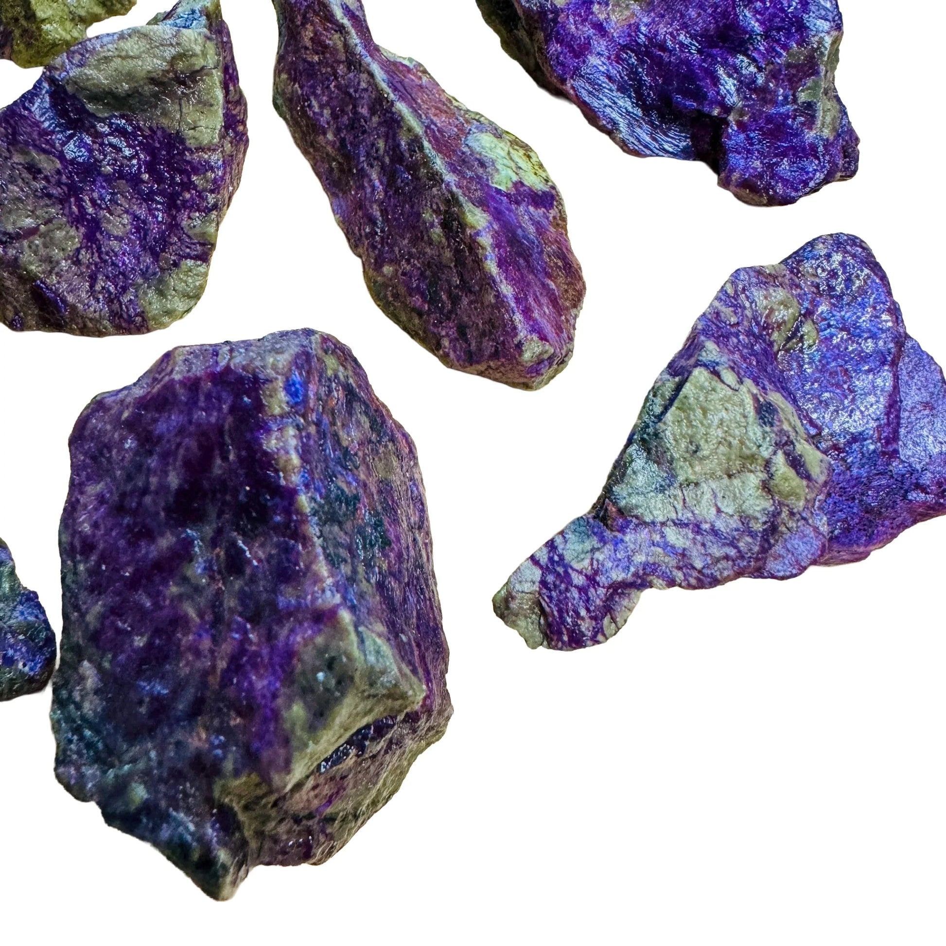 Rear view of Stichtite raw stone, showing natural variation.